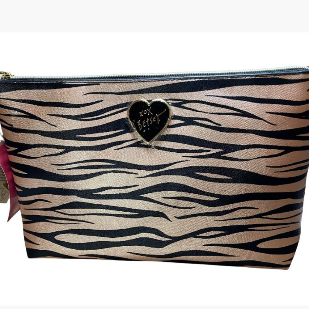 Betsey Johnson T-Bottom Pouch and Charging Crossbody Wristlet, Micro USB Cable